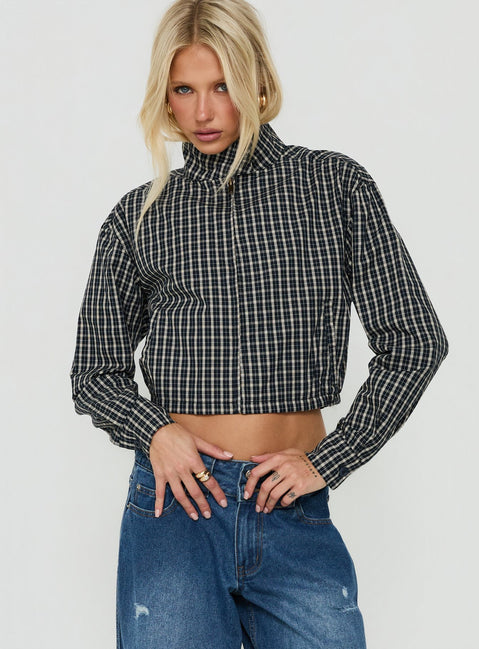 Aura Jacket Navy / Lemon Plaid
