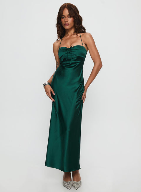 Fireproof Halter Maxi Dress Forest Green | Princess Polly Fireproof Halter Maxi Dress Forest Green | Princess Polly