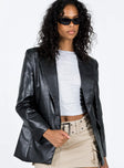 Jocelyn Faux Leather Blazer Black