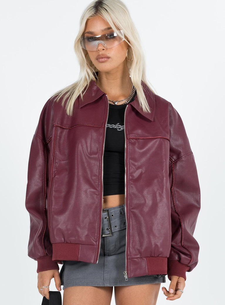 Goldsmith Faux Leather Bomber Jacket | US 6 | Brown | Womens | Princess Polly