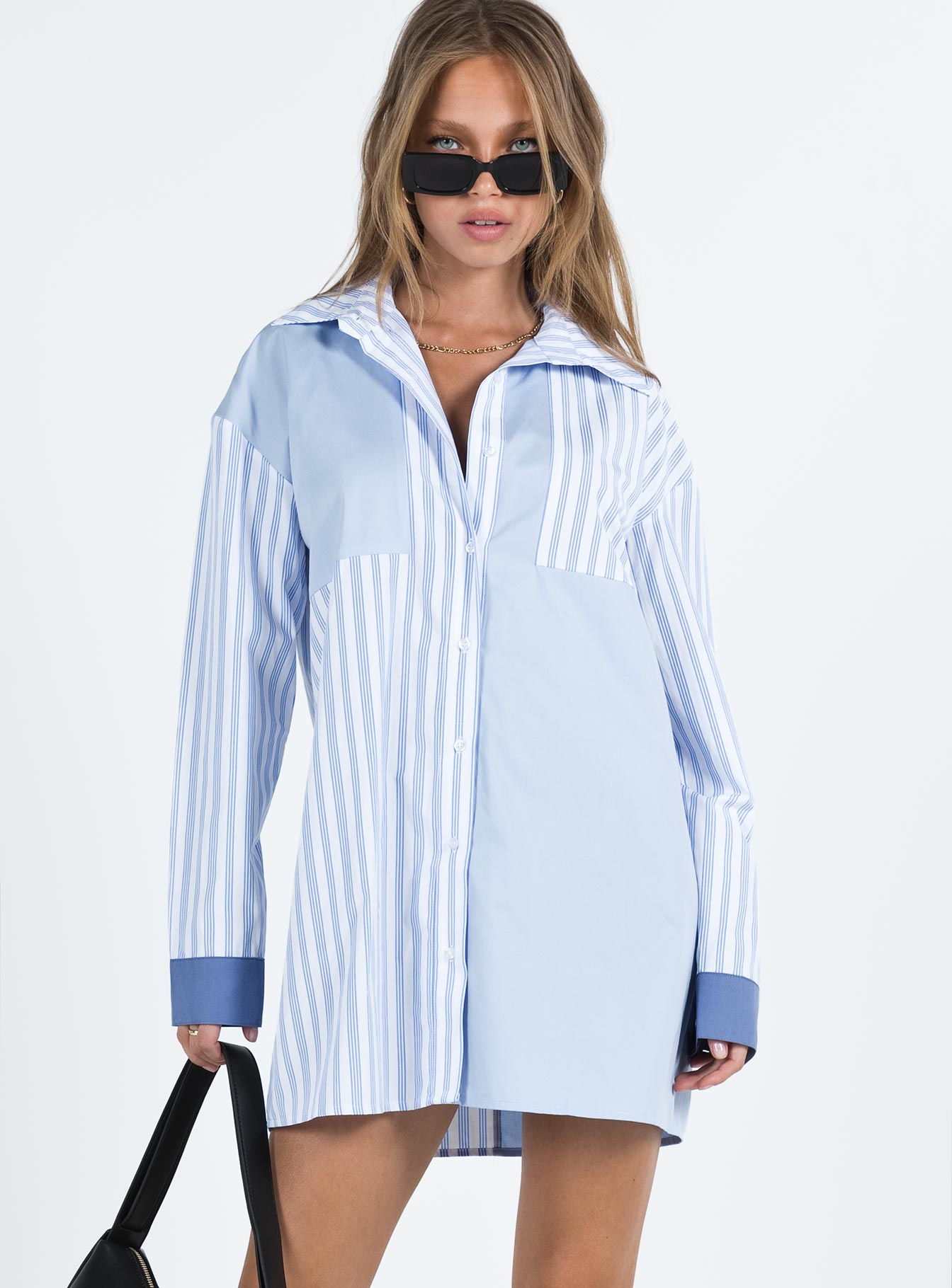 product Princess Polly Crew Neck  Rouni Shirt Dress White / Blue