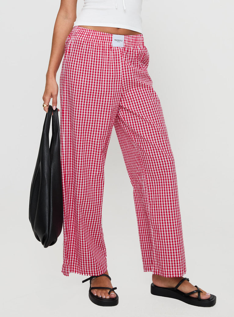 Beach House Pants Red Gingham