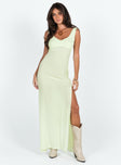 Front view of model wearing  front Princess Polly Asymmetric Neckline  Shannyn Maxi Dress Sage