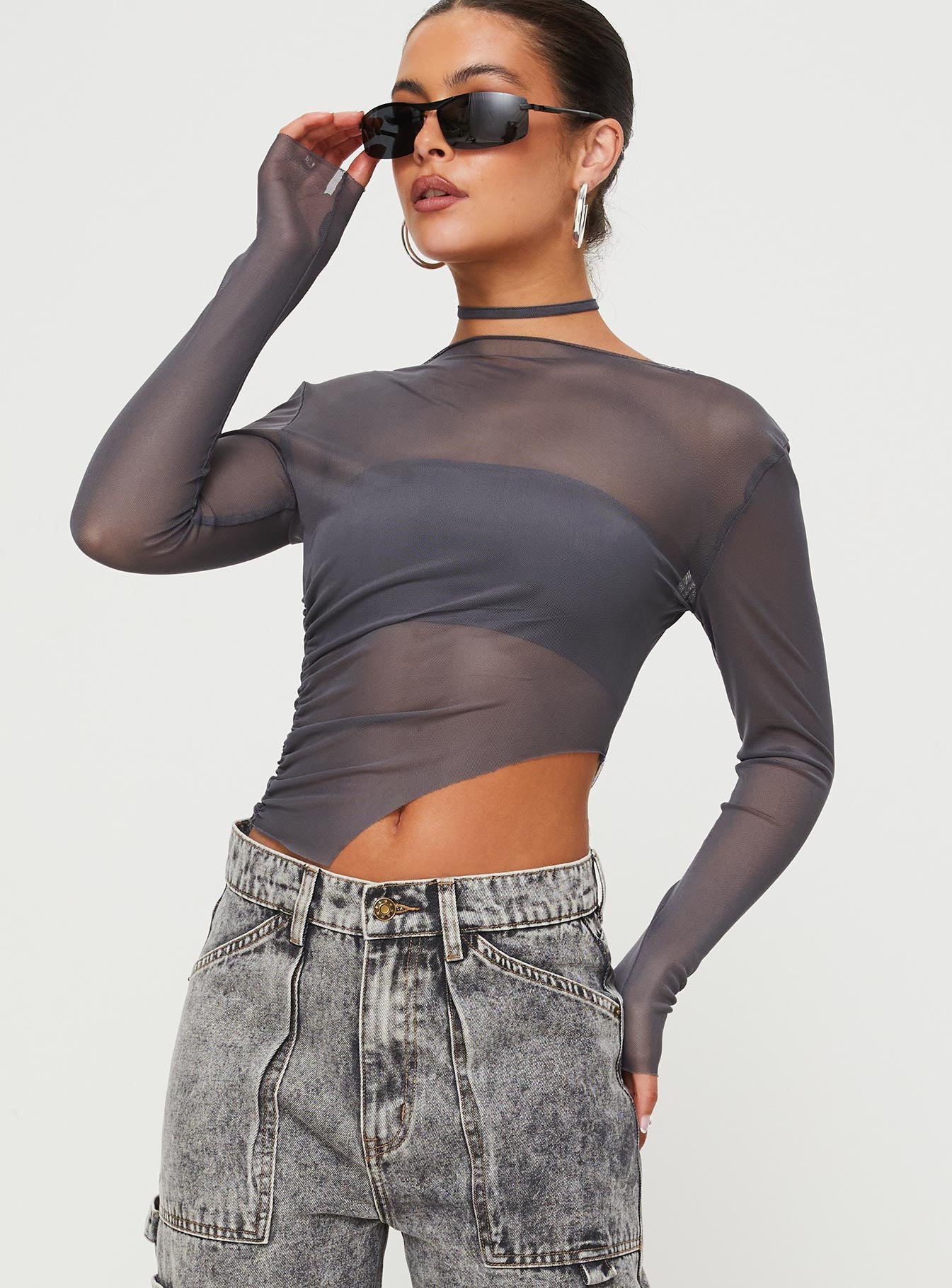 Marier long sleeve top slate