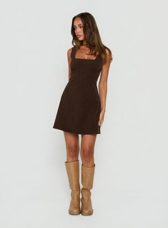 Dasha Corduroy Mini Dress Chocolate