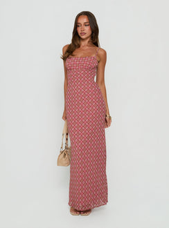 Avienna Maxi Dress Pink Check