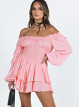 Long sleeve romper Soft textured material Shirred waistband Ruffle detailing Elasticated neckline and cuffs Can be worn on or off the shoulder Good stretch  Fully lined