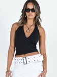 Crop top Fixed halter strap Good stretch Lined bust