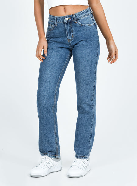 Princess Polly Mid Rise  Marsher Slouch Jeans Mid Wash Denim