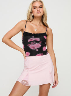   front view of model wearing Princess Polly Rosiedo Mini Skirt Baby Pink Mini Skirts 