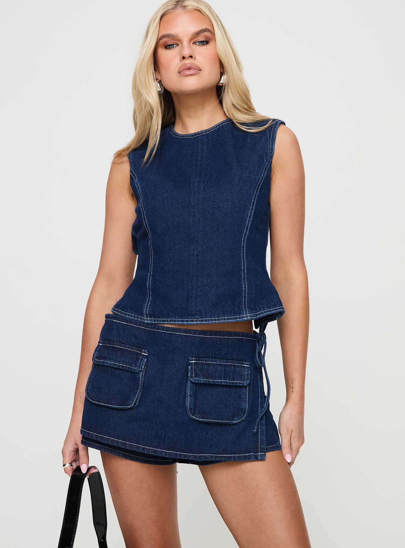 Countryside Skort Blue Denim | Princess Polly Countryside Skort Blue Denim | Princess Polly
