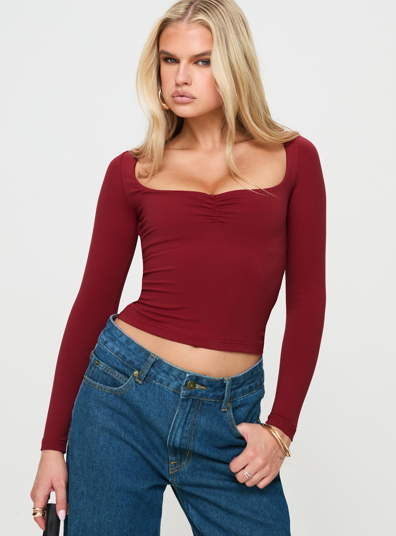 Selenie long sleeve top red