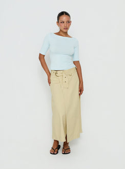 Crafted with the True Visions Belted Maxi Skirt Sand womens-skirts featuring maxi length detail Princess Polly