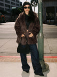 Super Trouper Faux Fur Jacket Brown