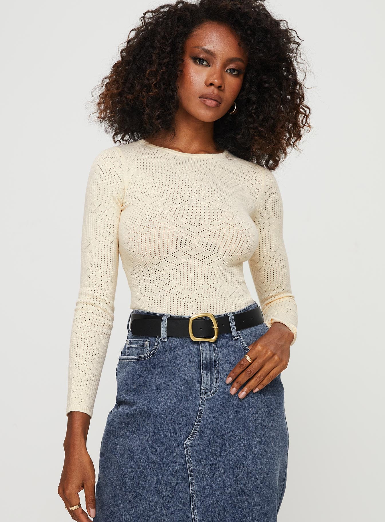 Carouso long sleeve bodysuit cream