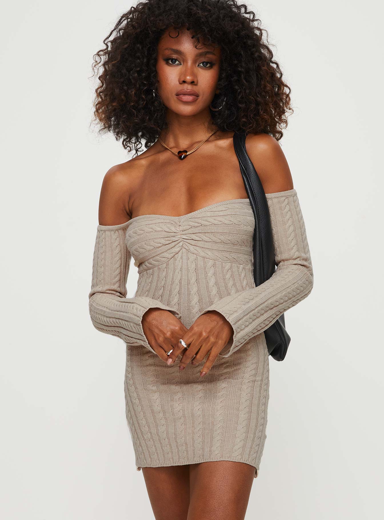 Off shoulder dress outlet beige