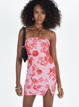 Front view of model wearing  front Princess Polly Square Neck  Dartel Strapless Mini Dress Pink