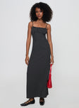 front view of model wearing Princess Polly Pansotti Maxi Dress Black Square Neck 