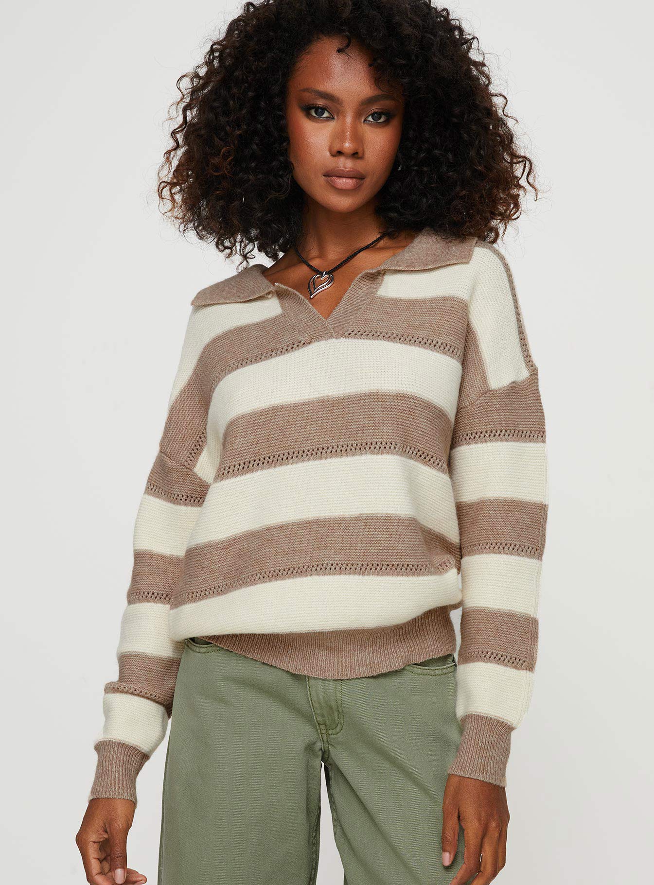 Atkinson stripe sweater cream / brown