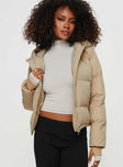 Morrie Hooded Puffer Jacket Latte