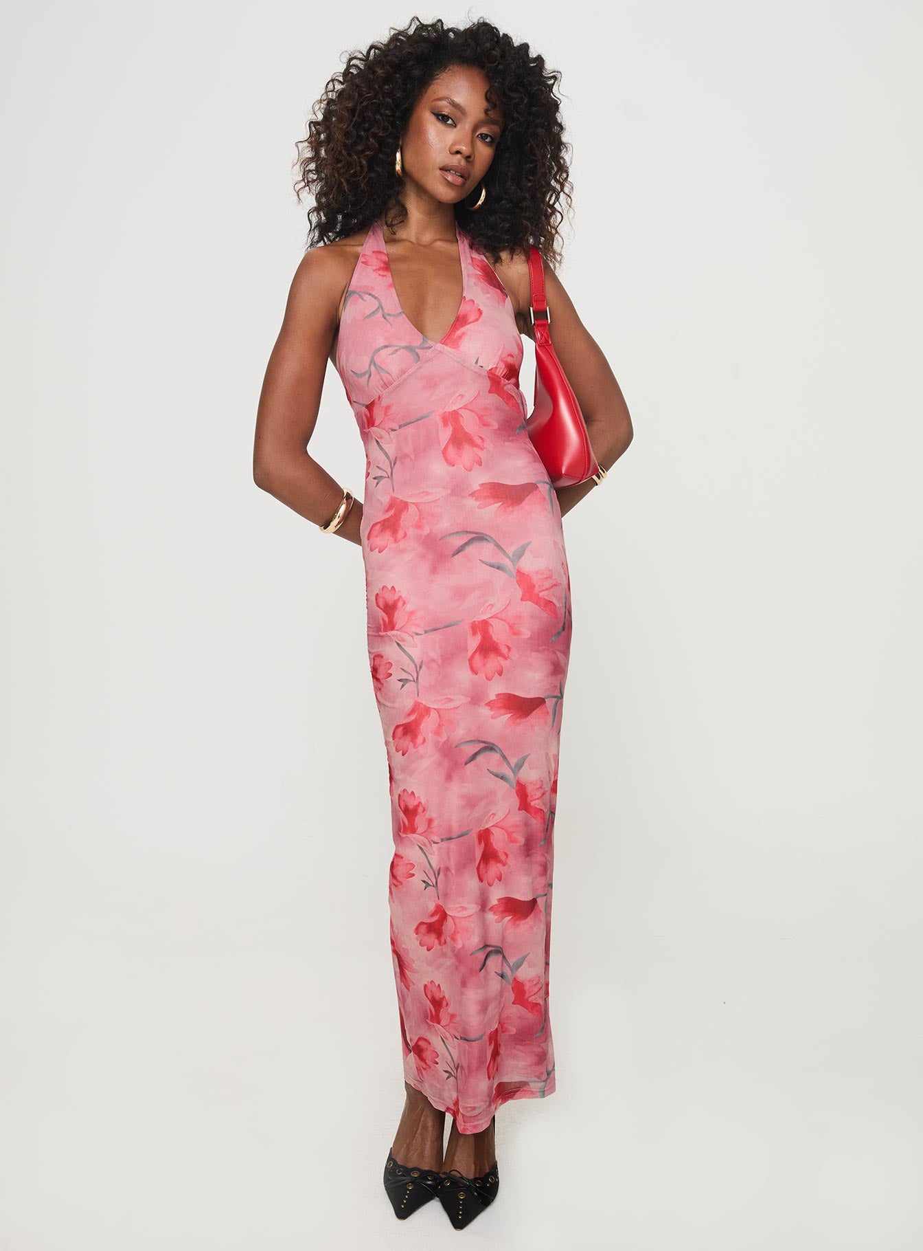 Maillard halter maxi dress pink