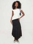   front view of model wearing Princess Polly Dreamberry Maxi Skirt Black Midi Skirts 