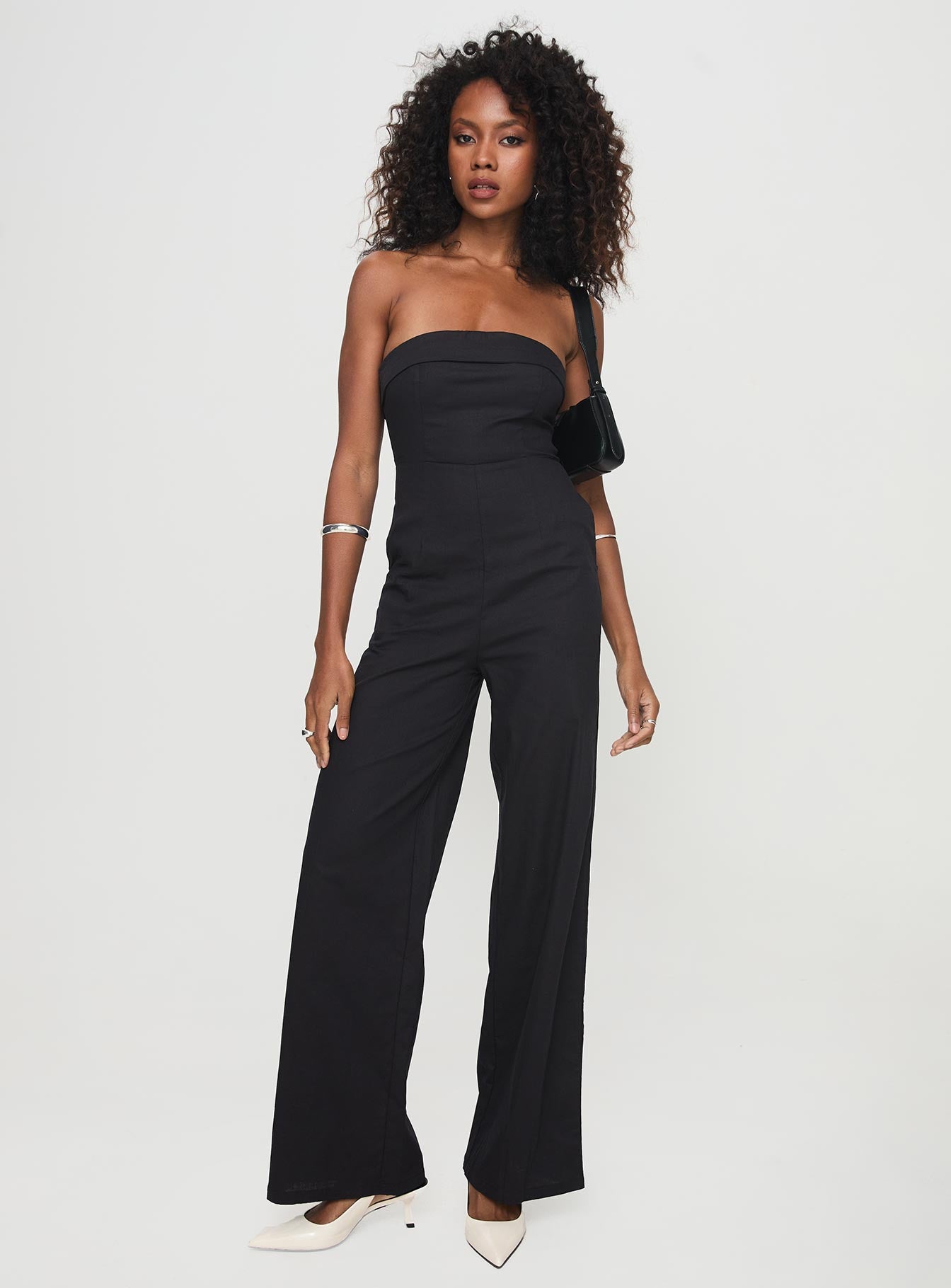 Luster strapless jumpsuit black