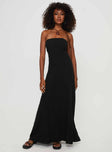 front view of model wearing Princess Polly 4eva Maxi Dress Black Straight Neck 