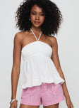 front view of model wearing Princess Polly Be Your Girl Strapless Top White Sleeveless Asymmetric Neckline 