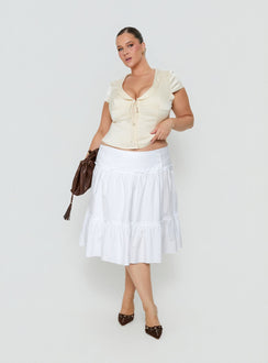 Cascades Low Rise Midi Skirt White Curve