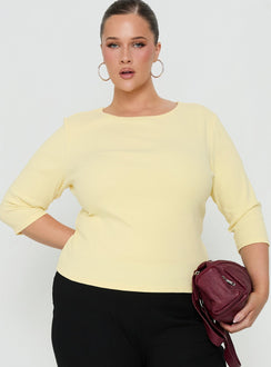 Elaia 3/4 Sleeve Top Yellow Curve