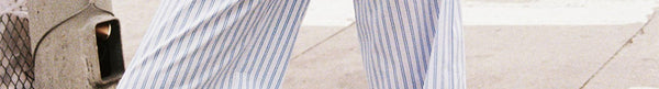 Collied Low Rise Pants Blue / White Stripe