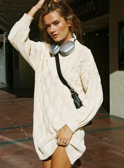 product Princess Polly High Neck  Corthay Sweater Mini Dress Cream