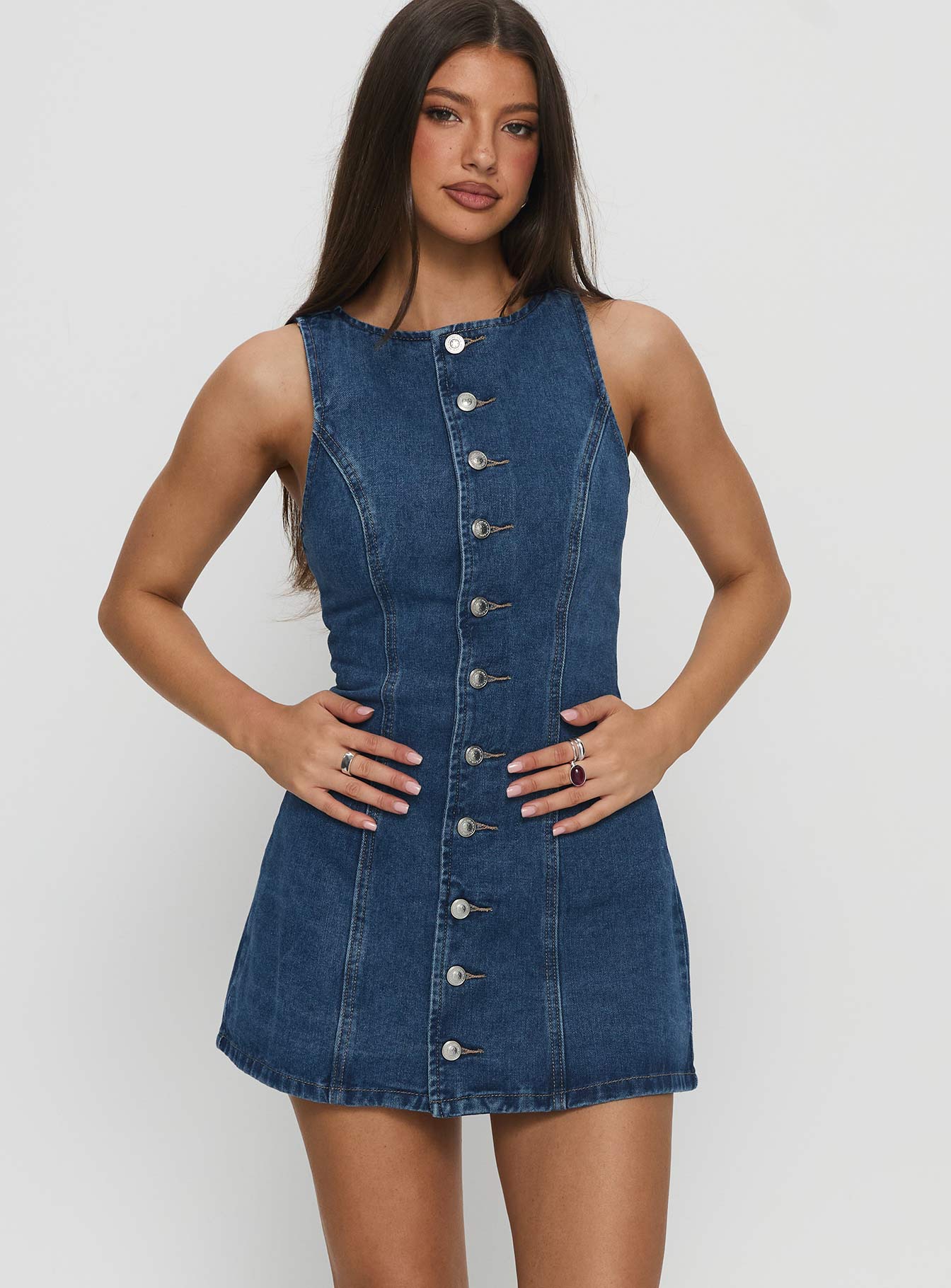 Yumiko Denim Romper Mid Wash Petite