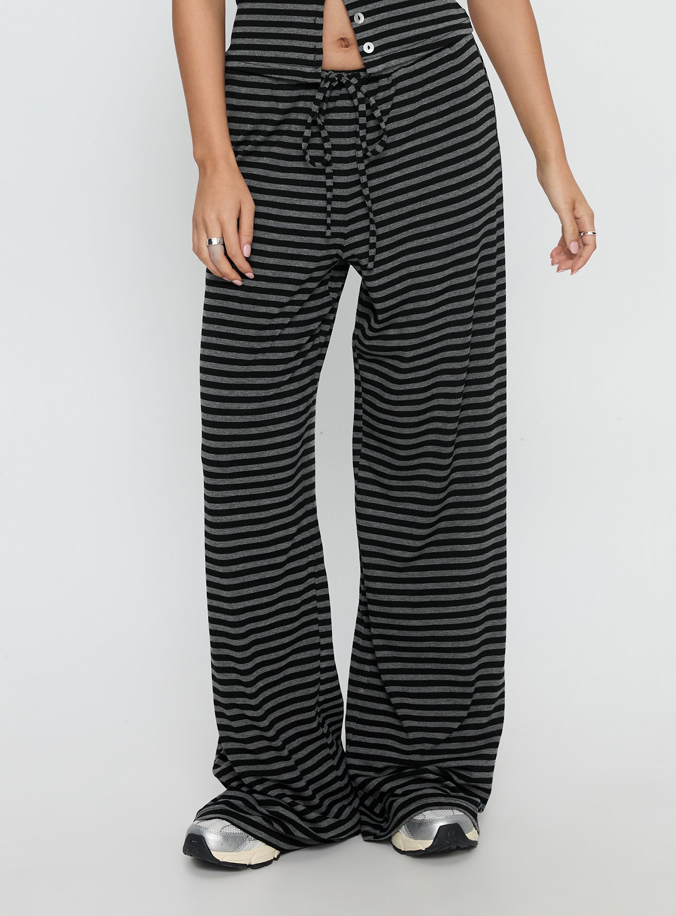 Gavrielle Jersey Wide Leg Pants Stripe | Princess Polly