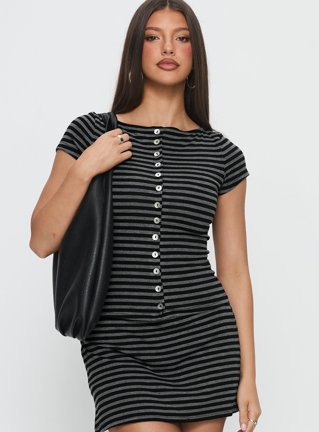Angellina Jersey Button Down Top | Stripe | Womens | Princess Polly Lower Impact Angellina Jersey Button Down Top | Stripe | Womens | Princess Polly Lower Impact