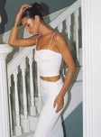 Two piece set Crop top,&nbsp;elasticated shoulder straps, pinched bust, beaded detail