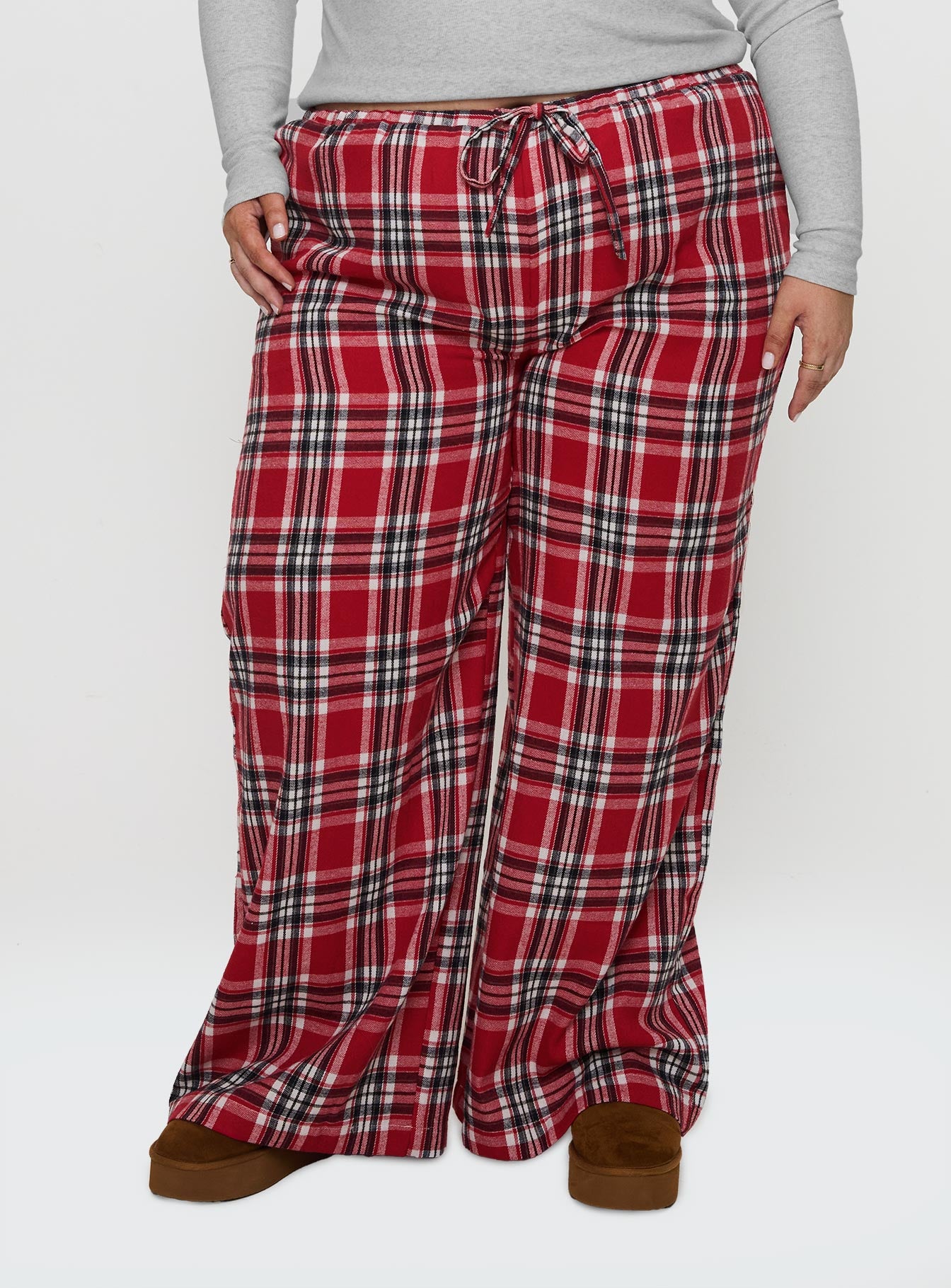 In The Morning Sleep Pant Red Check Curve