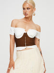 Brown Corset top Wired cups cut out bust