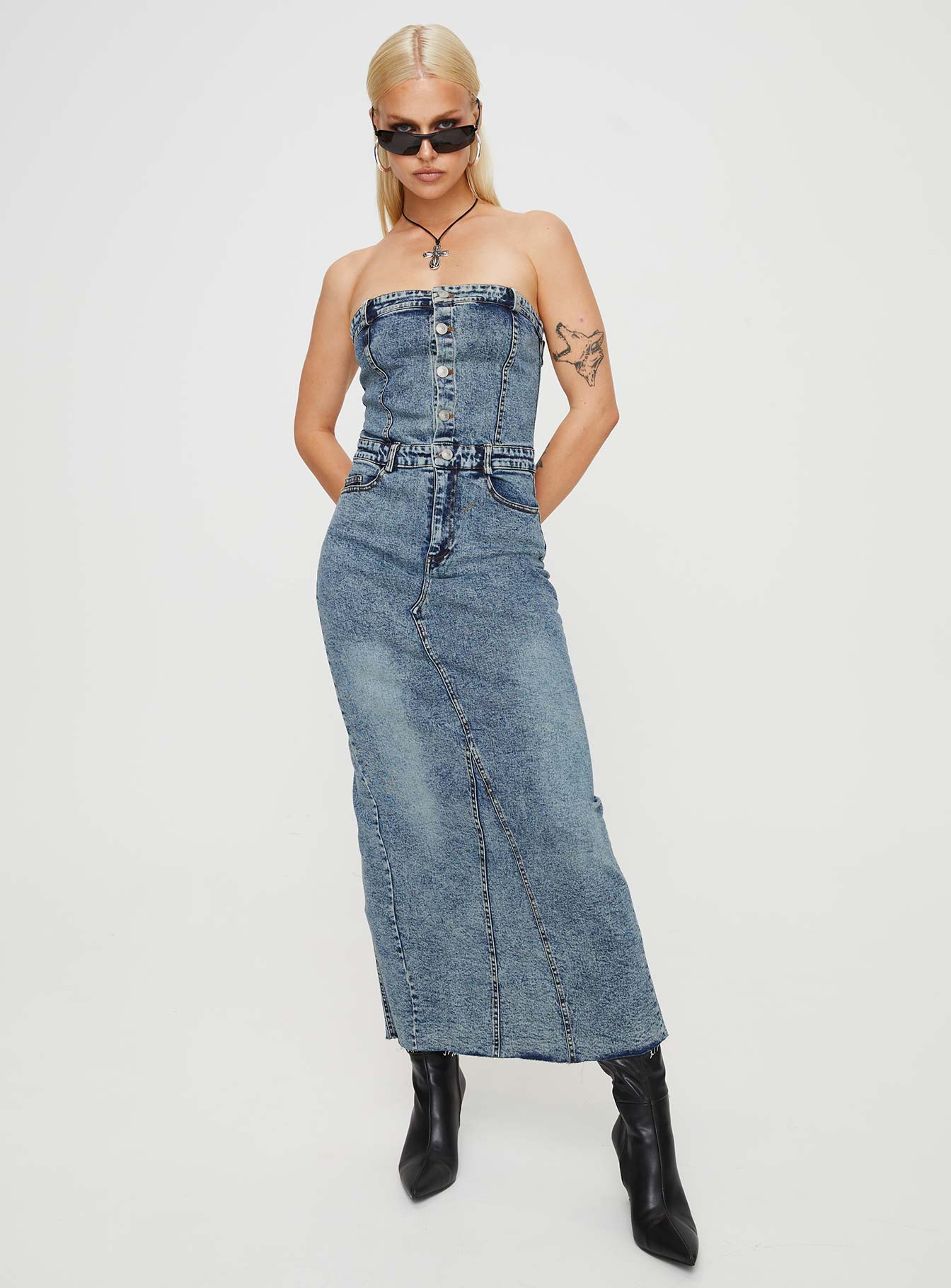 Kasim denim maxi dress blue