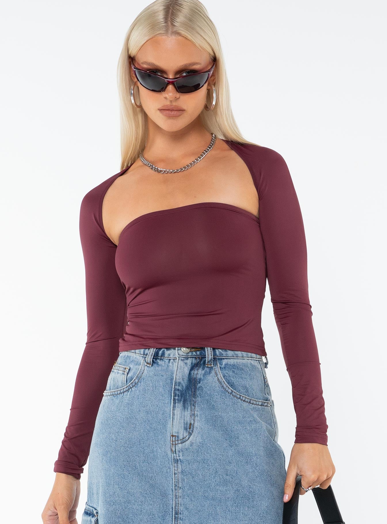 Moran two piece bolero top wine