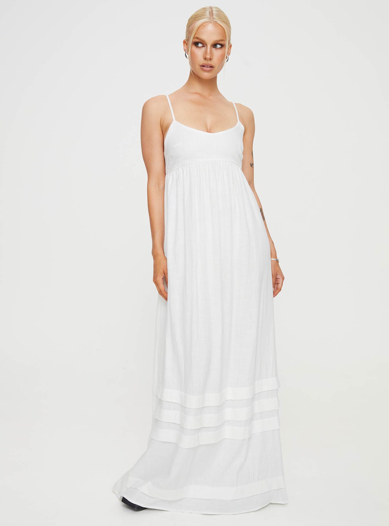 product Princess Polly Crew Neck  Milden Linen Blend Maxi Dress White