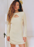Hadder Long Sleeve Knit Mini Dress Beige