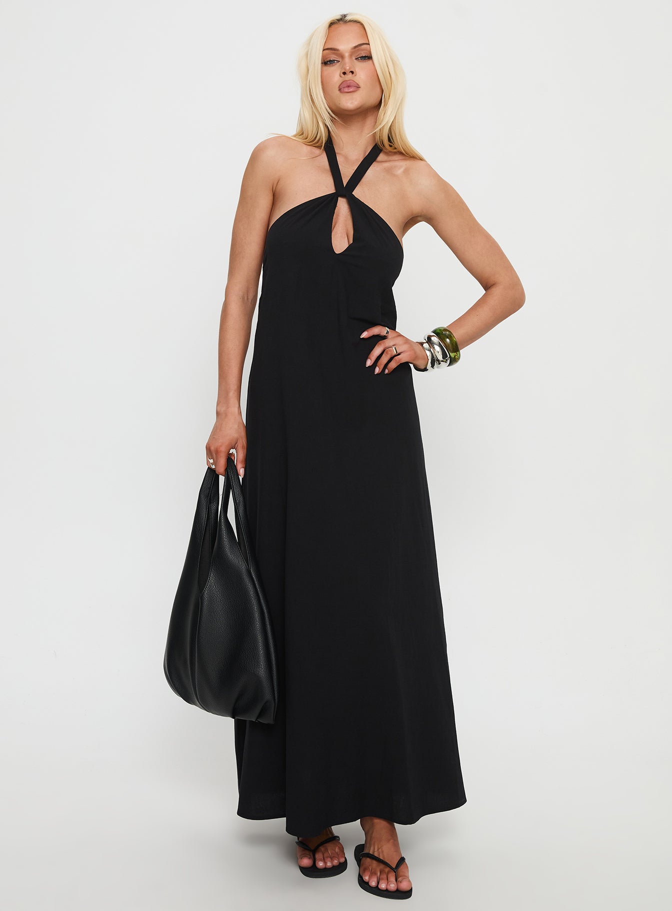 Kaiana Keyhole Halter Maxi Dress Black | Princess Polly Kaiana Keyhole Halter Maxi Dress Black | Princess Polly