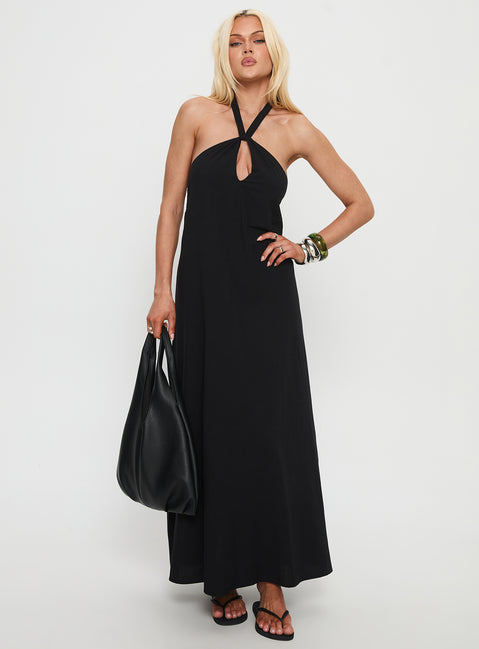 Kaiana Keyhole Halter Maxi Dress Black | Princess Polly Kaiana Keyhole Halter Maxi Dress Black | Princess Polly