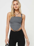 Crop top Slim fitting, pinstripe print, square neckline, fixed straps, zip fastening at back Non-stretch, fully lined