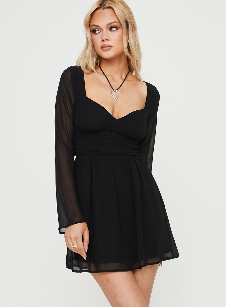 So Sweet Long Sleeve Mini Dress Black