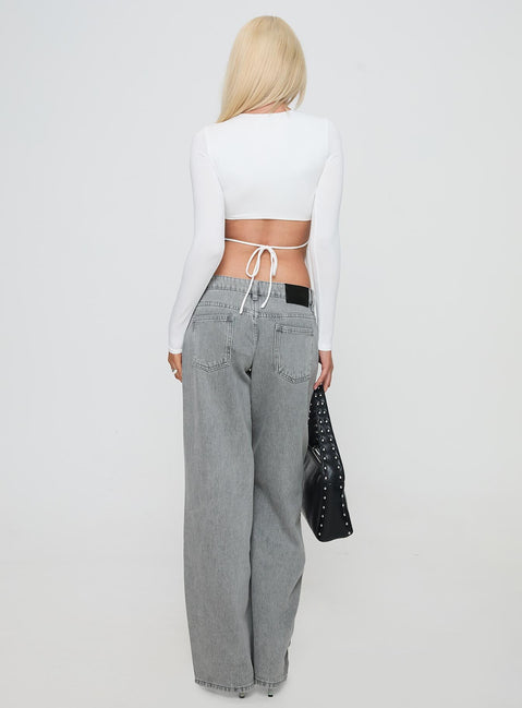 Ellanor Low Rise Straight Leg Jeans Washed Grey Petite