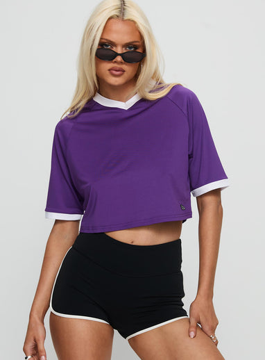 NYU Cropped Soccer Jersey Tee Purple