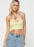 product Princess Polly Sleeveless Asymmetric Neckline  Princess Polly Bubble Tube Top Yellow / Pink